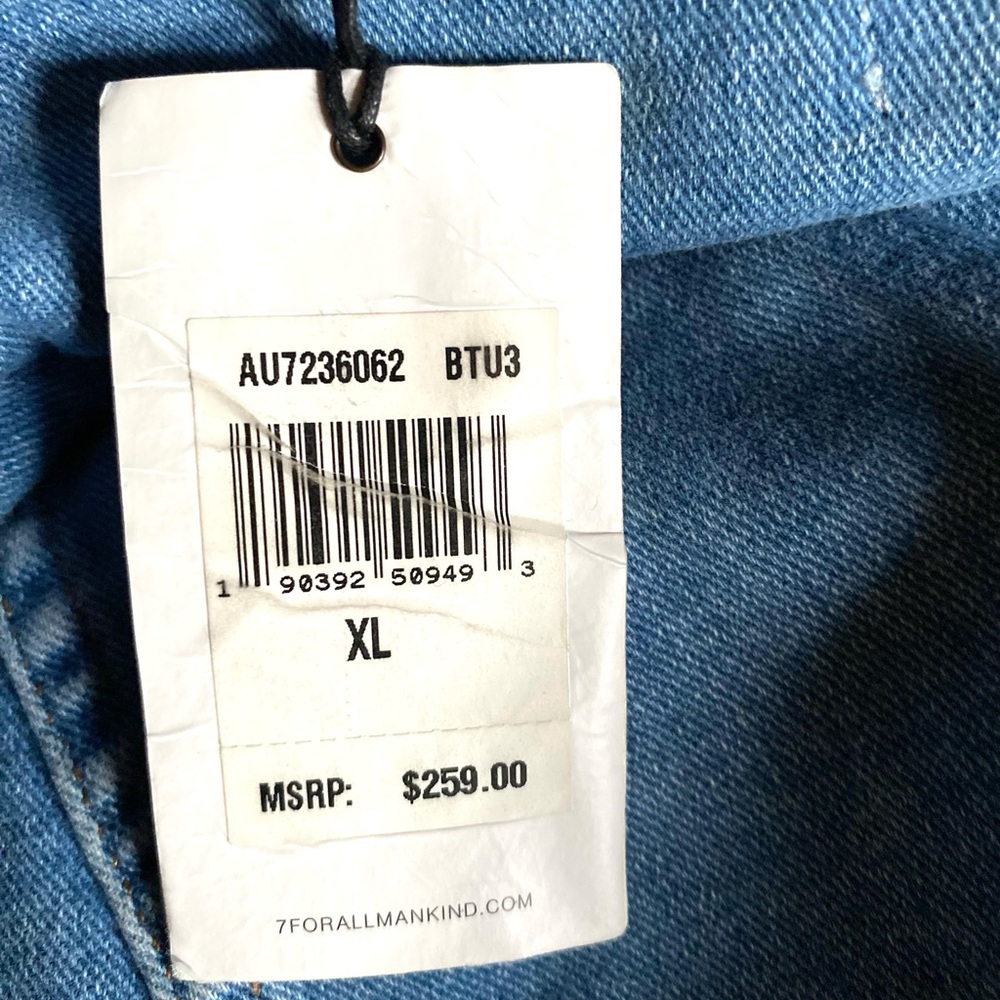 7 For All Mankind Blue Mini Denim Dress with Bow Detail - Picture 6 of 13